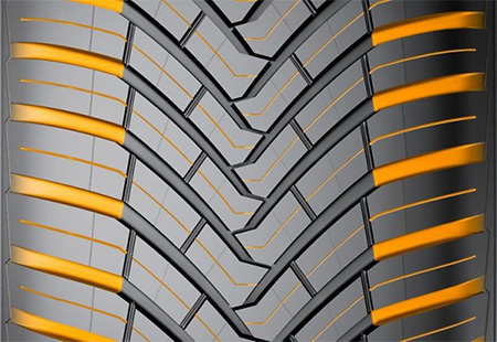 Continental представляет AllSeasonContact. Открытые плечевые зоны протектора.